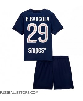 Günstige Paris Saint-Germain Bradley Barcola #29 Heimtrikotsatz Kinder 2025-26 Kurzarm (+ Kurze Hosen)